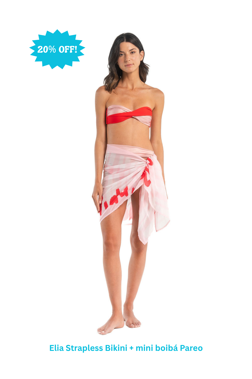 Elia Strapless Bikini Red + boibá Mini Pareo Red Bundle